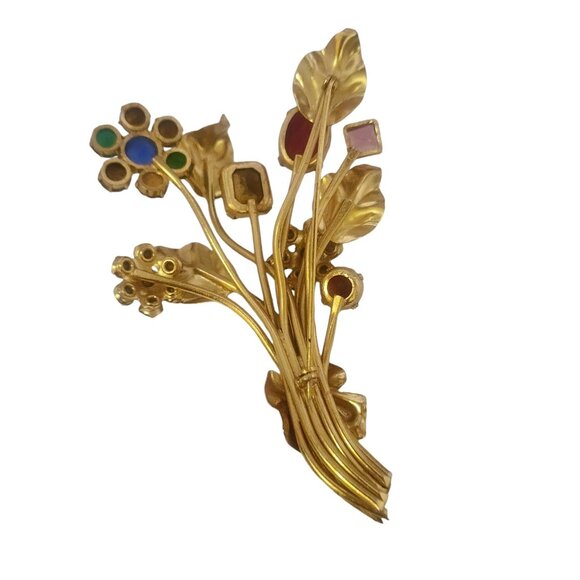 Fabulous Enameled and Jeweled Floral Spray Brooch (A5621) - Picture 5 of 6
